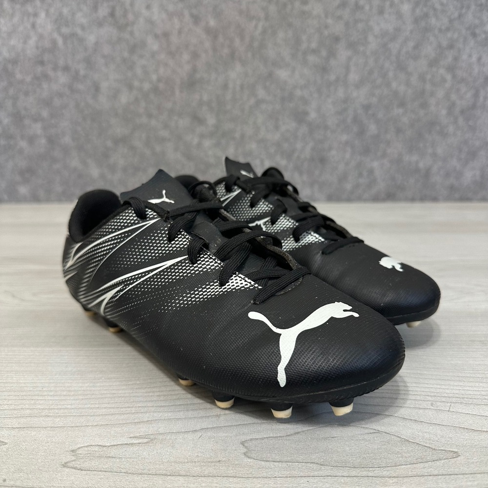 Puma Attacanto FG/AG Soccer Cleats Kids 3.5 Black White 107480-01 Football Boots